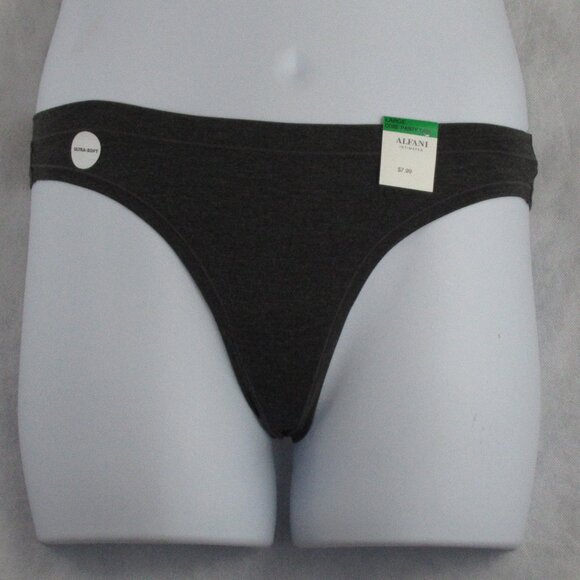 Alfani Women's 1-Pack Ultra Soft Thong Panty Underwear, Charcoal Gray, Large - Picture 1 of 6